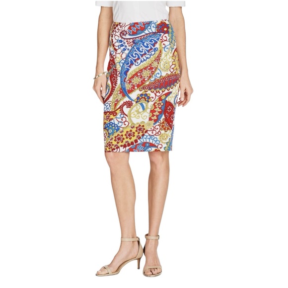 Talbots Dresses & Skirts - TALBOTS Vibrant Paisley Print Lined Skirt in Red/Gold Size 10 — GORGEOUS!!!